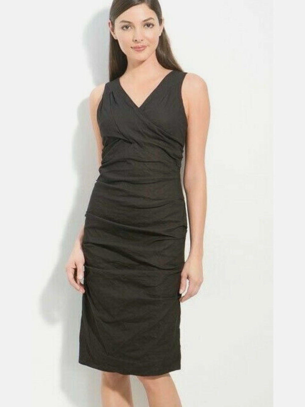 Eileen Fisher Black Sleeveless V-Neck Sheath Dress